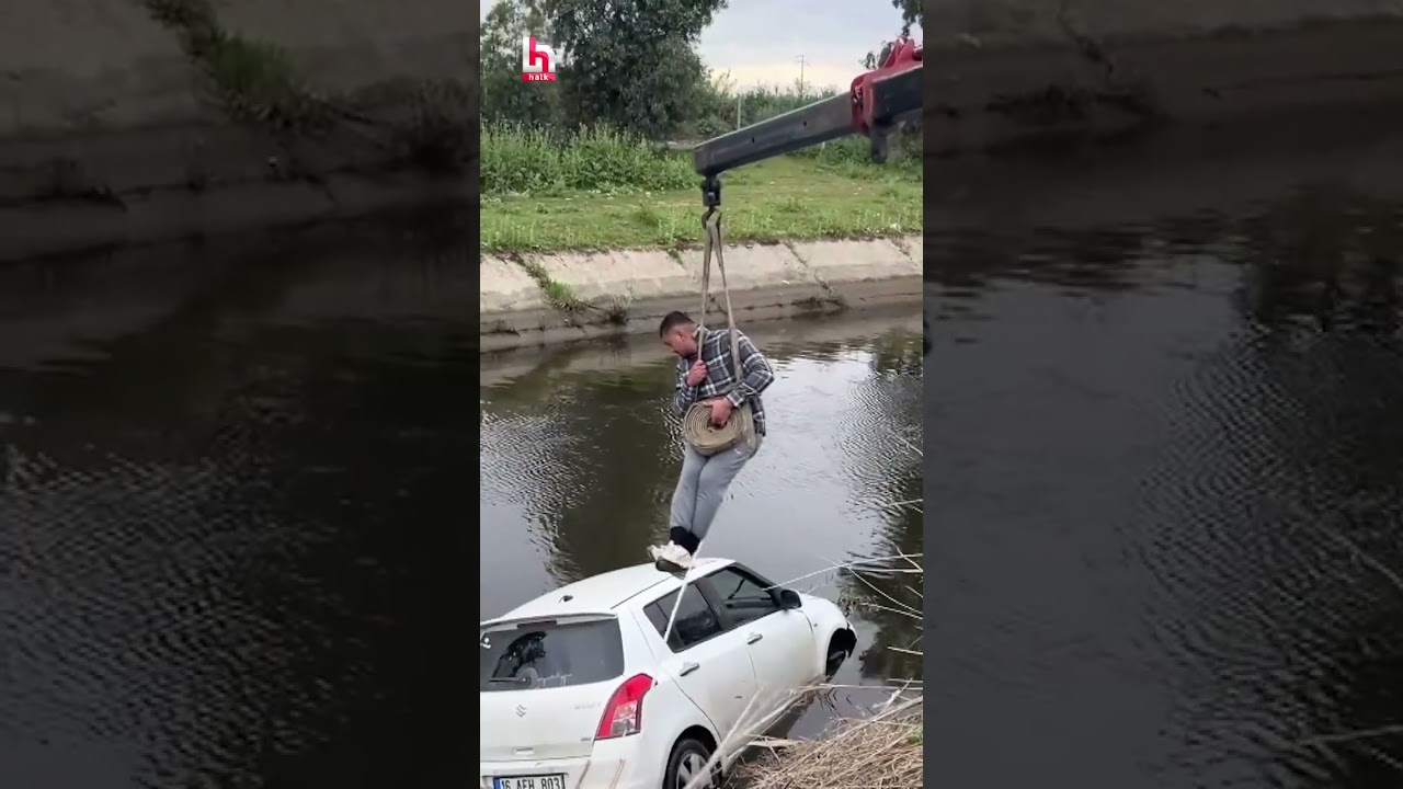Aydın'da kontolden çıkıp sulama kanalına düşen otomobilin sürücüsü kendi imkanıyla kurtuldu!