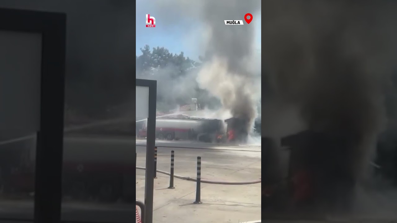 Akaryakıt istasyonunda mazot yüklü tanker bir anda alev topuna döndü! Çevredeki 3 araç yandı #shorts