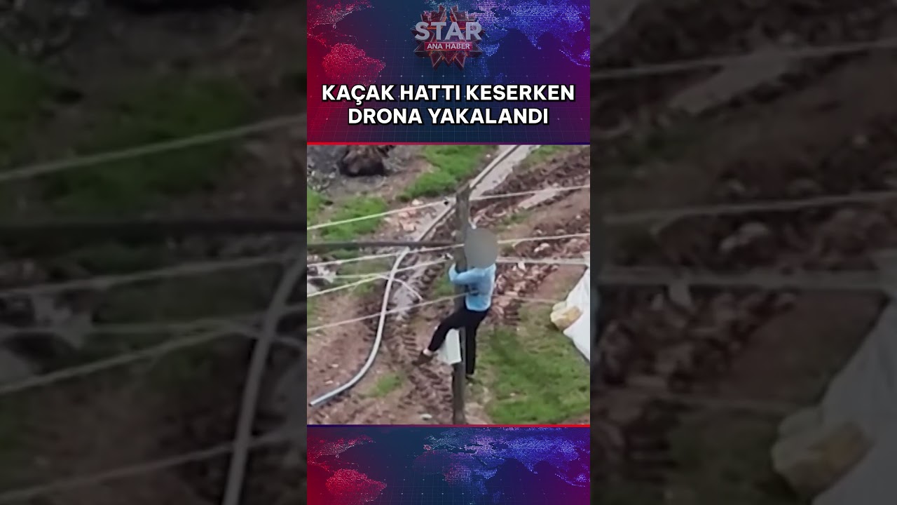Direğe Tırmandı, Kaçak Elektrik Hattını Keserken Drona Yakalandı #shorts