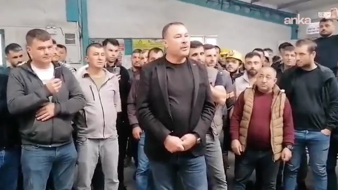Türkiye Maden-İş Sendikası Ege Bölgesi 1 Nolu Şube Başkanı Rıza Sal, maden sahasında işçilerle yaptığı toplantıda işletmede