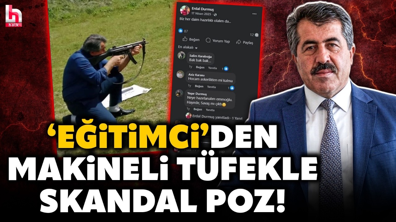 BU NASIL EĞİTİMCİ! İlçe Milli Eğitim Müdürü makineli tüfekle poz verdi, tepkiler çığ gibi büyüdü!