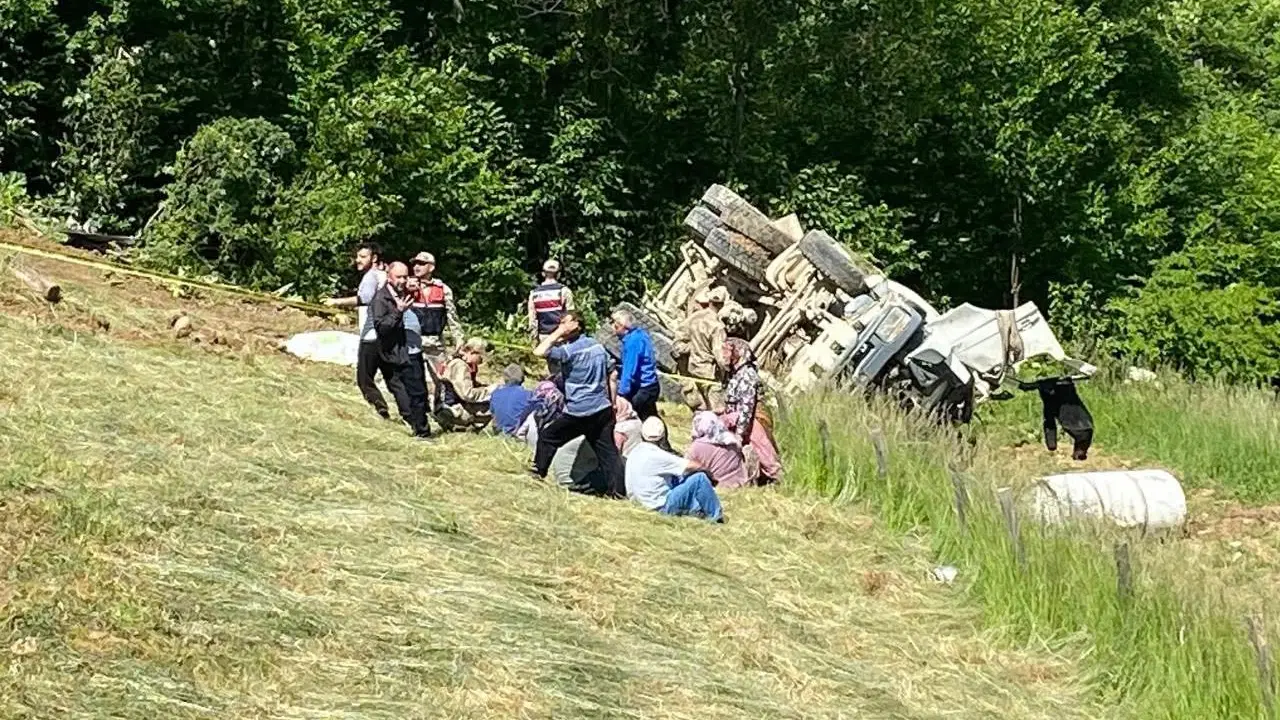 Edinilen bilgiye göre, Kürtün ilçe merkezinden Gündoğdu köyüne beton götürmekte olan Şaban Kara (44) yönetimindeki 29 AR 875