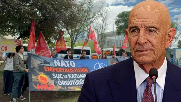 ABD Büyükelçiliği önünde NATO Zirvesi protestosu: 'Ülkeleri bölüp parçalamak için geliyorlar'