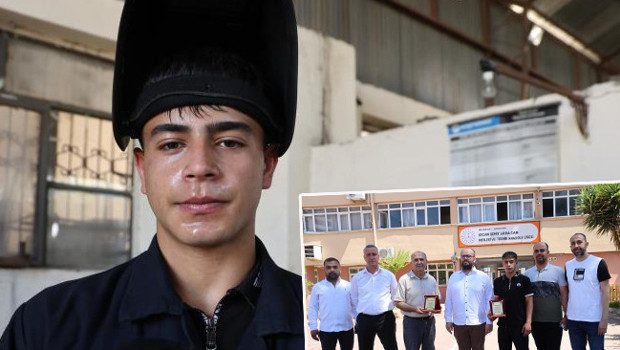 Kozan Şehit Arda Can Mesleki ve Teknik Anadolu Lisesi Metal Teknolojisi Alanı'nda kaynakçılık eğitimi gören Yunus Emre