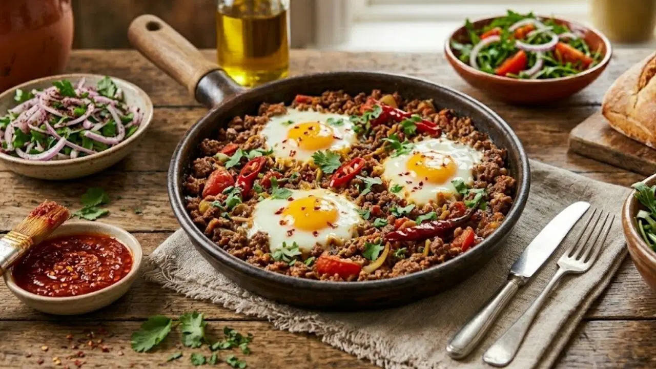 Kahvaltıyı ziyafete çeviren klasik: Ekmek bandırtan kıymalı yumurta tarifi...