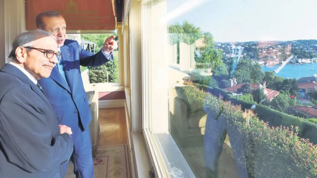 Başkan Recep Tayyip Erdoğan , Lübnan Başbakanı Nevvaf Selam ve Liberya Cumhurbaşkanı Joseph Nyumah Boakai'yi Vahdettin Köşkü'