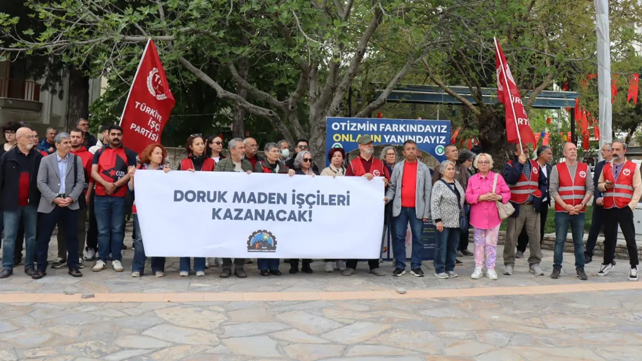 Muğla'dan, açlık grevindeki Doruk Madencilik işçilerine destek: 'Polis, holdingleri mi koruyor?'