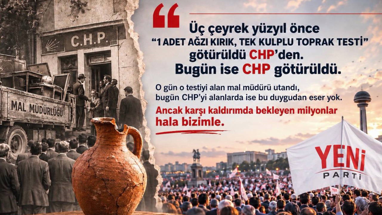 YENİ Partili Akdoğan’dan ‘kırık testi’ göndermesi: ’74 sene önce kırık testisi alınan CHP’nin bugün doğrudan kendisi alındı milyonların elinden’