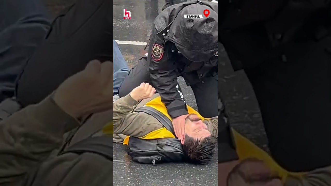 Polis, Mecidiyeköy'de gözaltına aldığı bir kişiyi yere yatırarak boğazını sıktı! #shorts